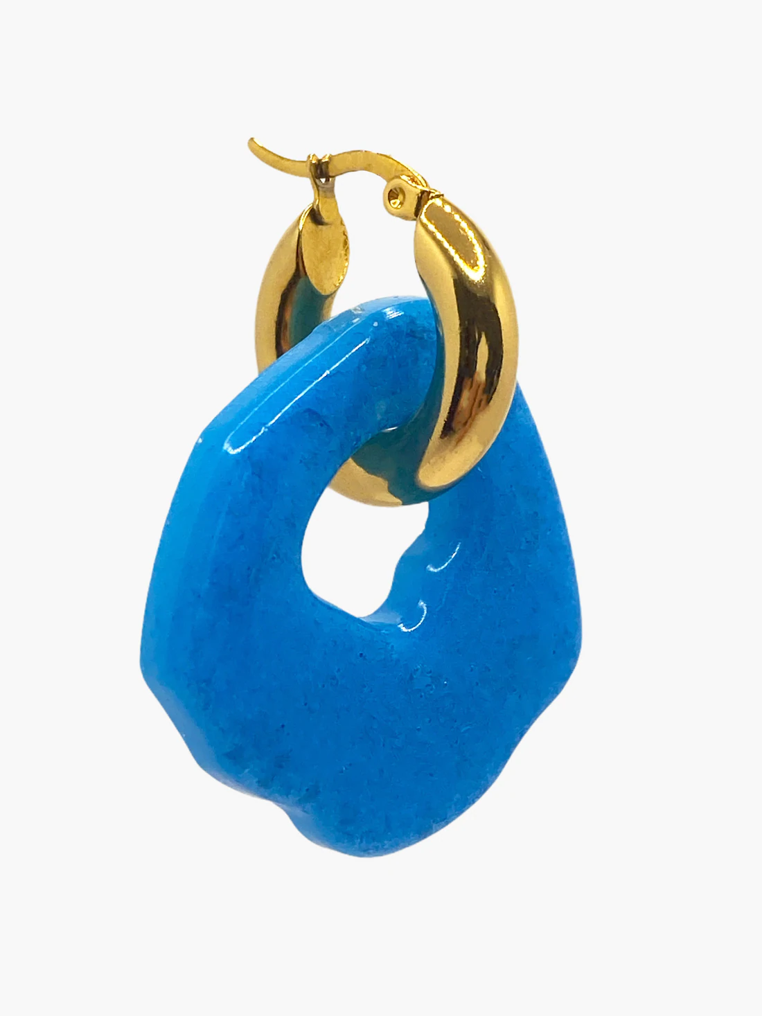 Abe gold aqua blue earring (single)